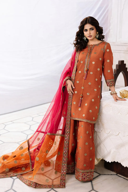 3-PC Embroidered Raw-Silk Suit CMA-6-358 (PRE-ORDER)