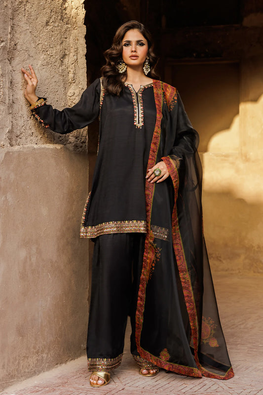 3-PC Embroidered Raw-Silk Suit CMA-5-086 (Pre-Order)
