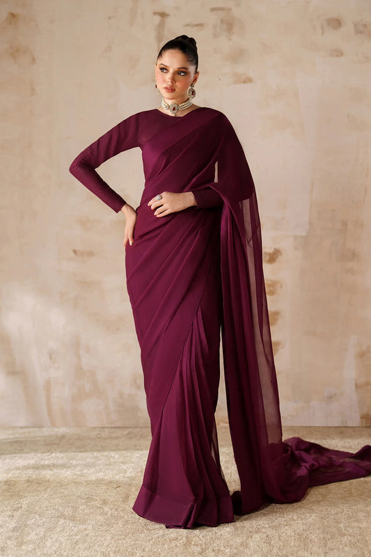 PLAIN CHIFFON SAREE EN-1221 (PRE-ORDER)