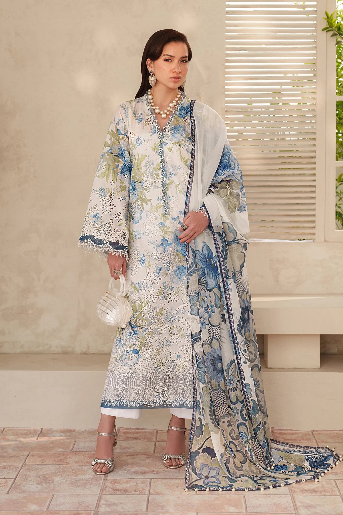 sachin and babi light blue dress BAROQUE EMBROIDERED AND PTINTED LAWN COLLECTION| UNSTITCHED MASTER REP   Shaebiz Collection