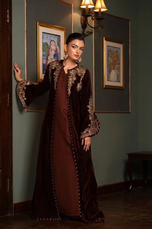 NF-6364 Brown Velvet Coat Stitch Shirt (Pre-Order)