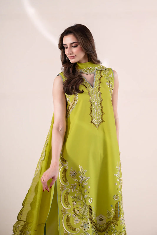 LIME GREEN LUXURY EMBROIDERED LAWN 3PCS SET (NPA3-26416) - READY TO WEAR