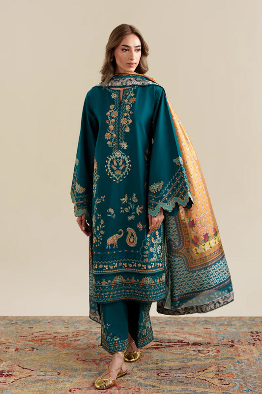RICH TEAL LUXURY EMBROIDERED 3PCS SET (NPA3-26421) - READY TO WEAR