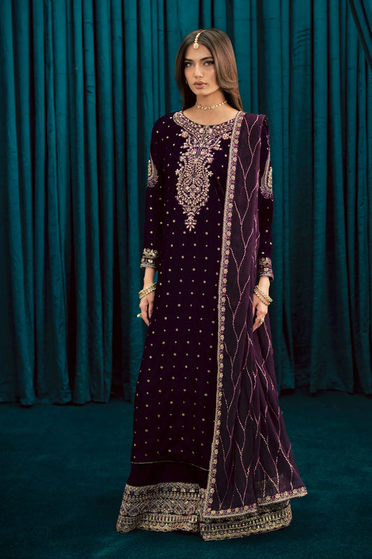 Plum Frost 3Pc - Velvet Formal Dress (Pre-Order)