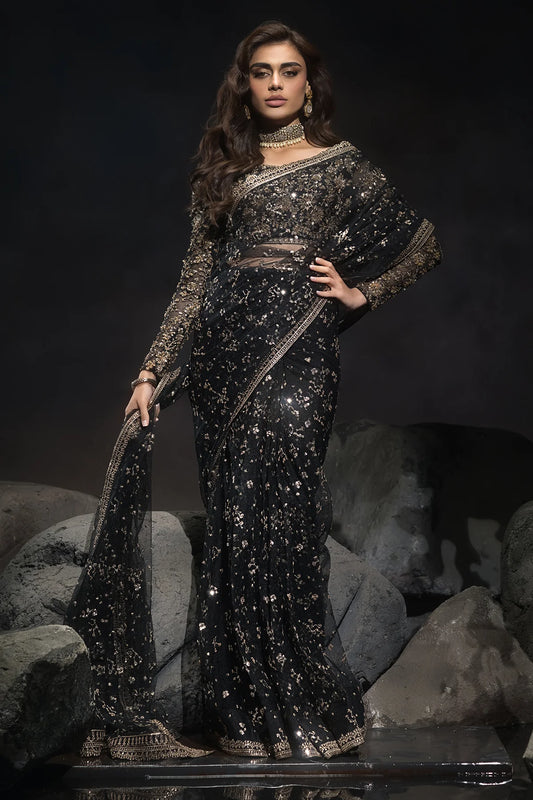 3-PC Embroidered Net Saree STM-5-05 (Pre-Order)