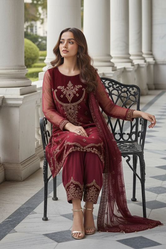 3-PC Embroidered Organza Suit CMA-5-135A (Pre-Order)