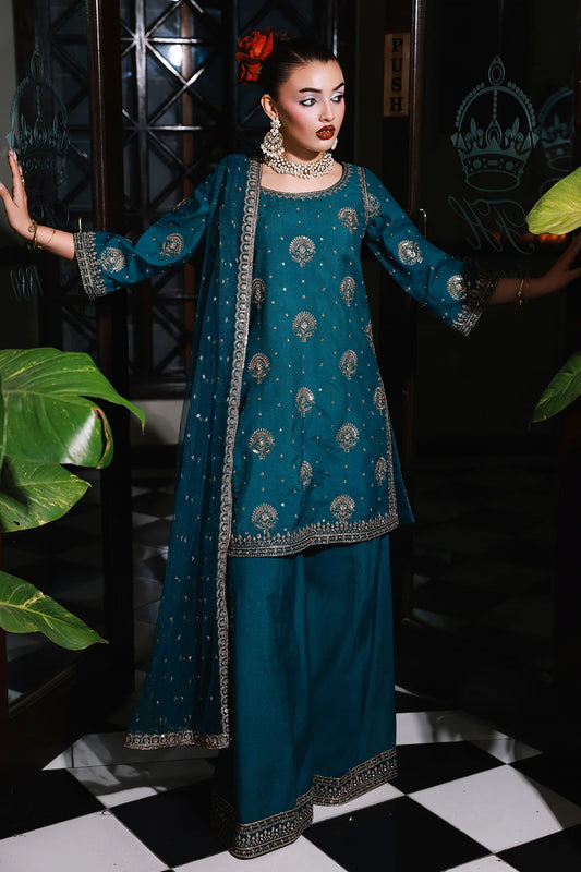 3-PC Embroidered Raw-Silk Suit CMA-5-146 (Pre-Order)
