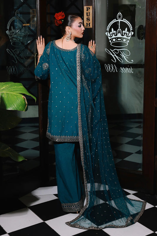 3-PC Embroidered Raw-Silk Suit CMA-5-146 (Pre-Order)