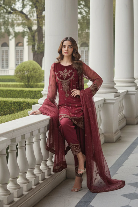 3-PC Embroidered Organza Suit CMA-5-135A (Pre-Order)