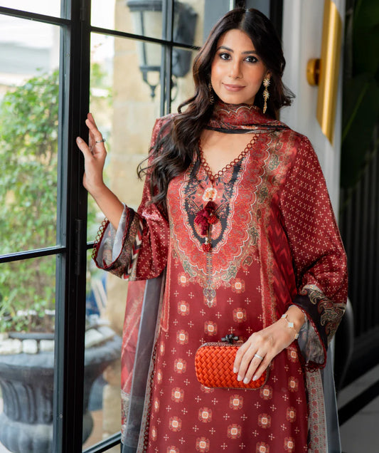 Kashmiri Shawl Print on Rust (Pre-Order)