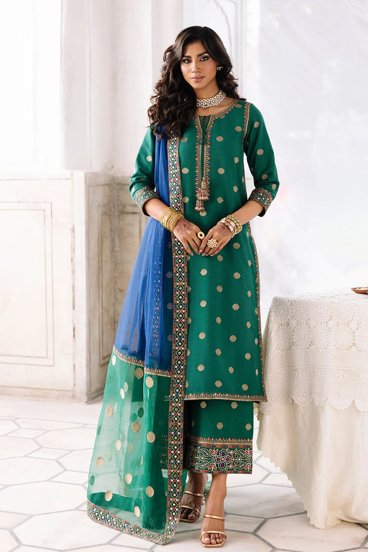 3-PC Embroidered Raw-Silk Suit CMA-6-324 (PRE-ORDER)