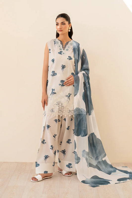 UE-442 Borer Embroidered Printed Lawn (Pre-Order)