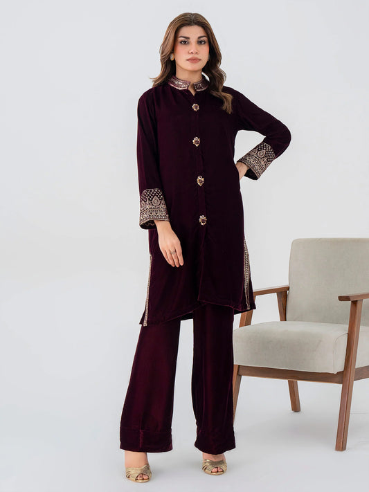 2 Piece Velvet Suit-Embroidered Pret (Pre-Order)