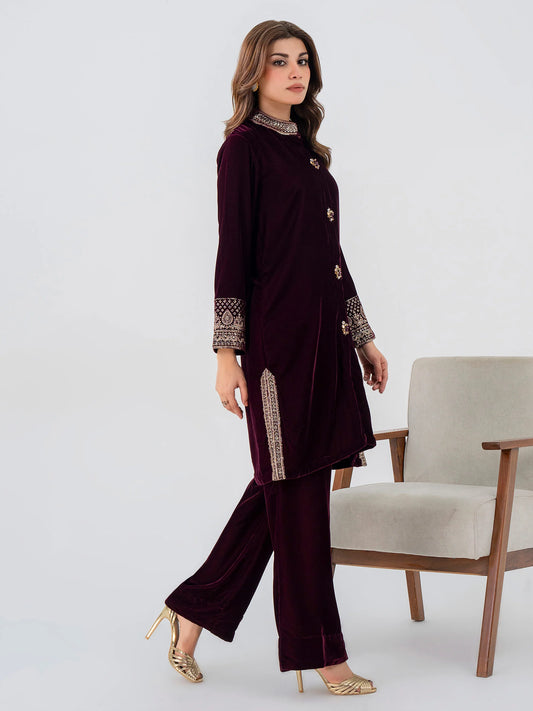 2 Piece Velvet Suit-Embroidered Pret (Pre-Order)