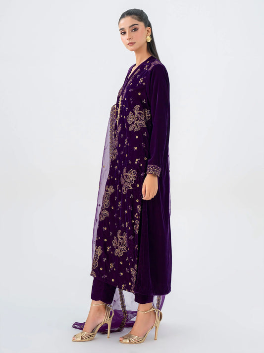 3 Piece Velvet Suit-Embroidered Pret (Pre-Order)