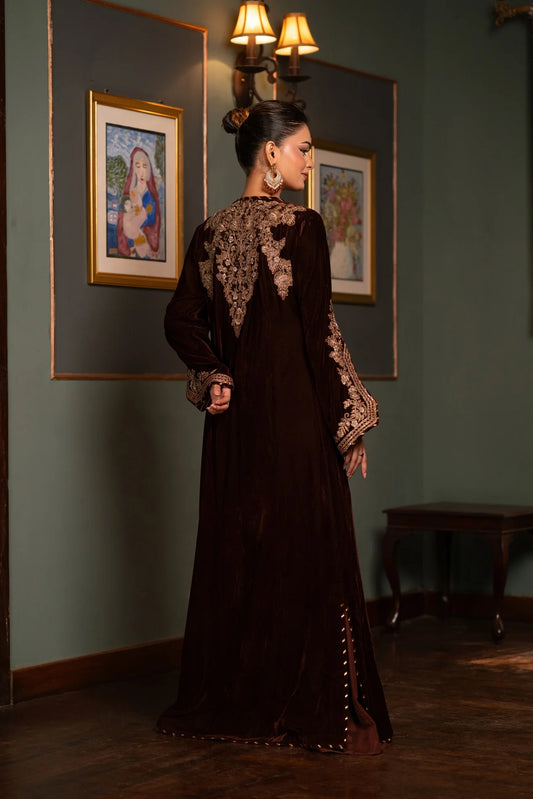 NF-6364 Brown Velvet Coat Stitch Shirt (Pre-Order)