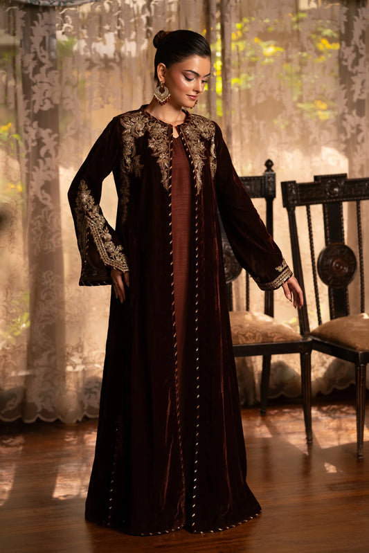 NF-6364 Brown Velvet Coat Stitch Shirt (Pre-Order)