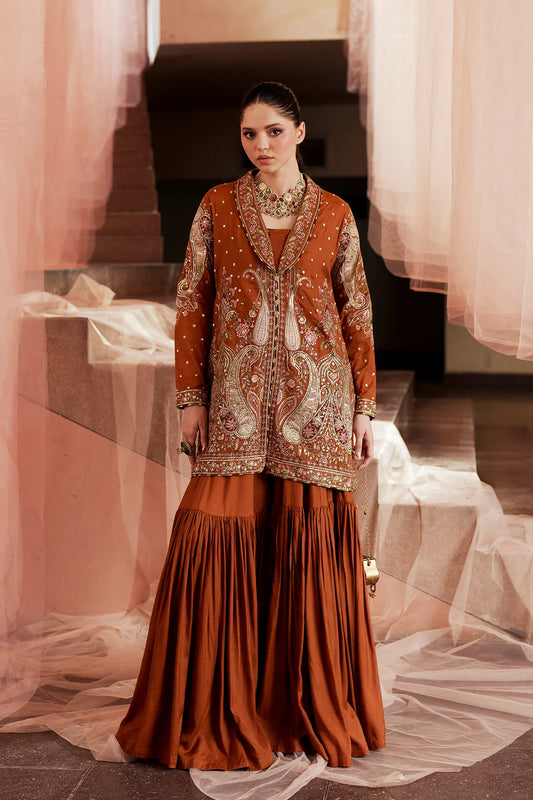 Rust Color Embroidered suit (Pre-order)