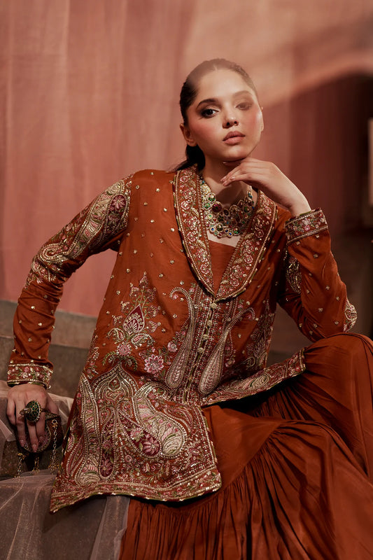 Rust Color Embroidered suit (Pre-order)
