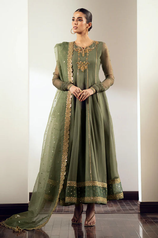 Baroque Olive Embroidered Chiffon PR-897