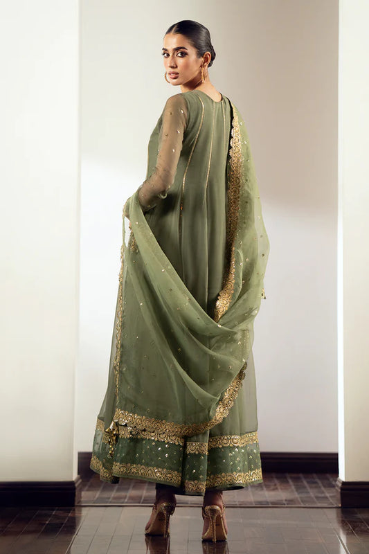Baroque Olive Embroidered Chiffon PR-897