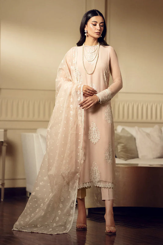 Pale Pink Embroidered Chiffon UF-511