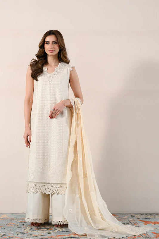 IVORY LUXURY EMBROIDERED LAWN 3PCS SET (NPA3-26417) - READY TO WEAR