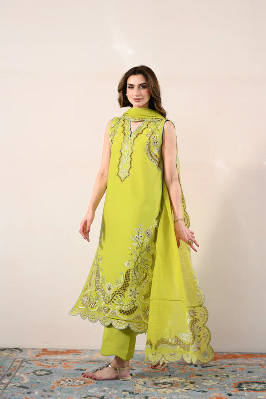 LIME GREEN LUXURY EMBROIDERED LAWN 3PCS SET (NPA3-26416) - READY TO WEAR