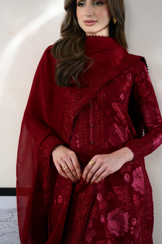 MAROON LUXURY EMBROIDERED LAWN 3PCS SET (NPA3-26419) - READY TO WEAR