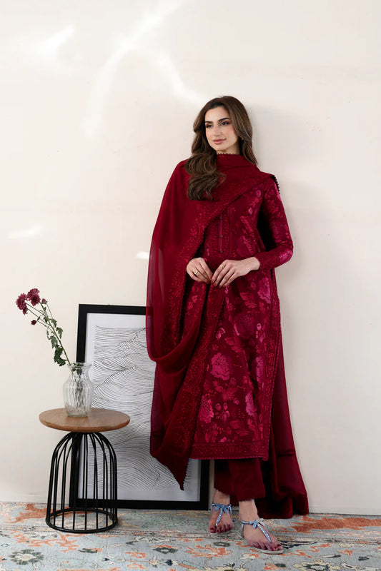 MAROON LUXURY EMBROIDERED LAWN 3PCS SET (NPA3-26419) - READY TO WEAR