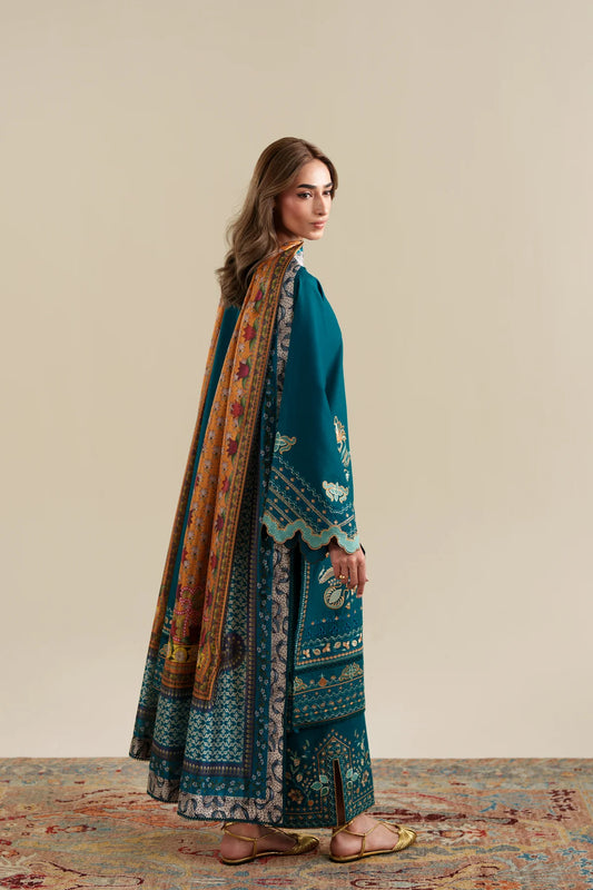 RICH TEAL LUXURY EMBROIDERED 3PCS SET (NPA3-26421) - READY TO WEAR