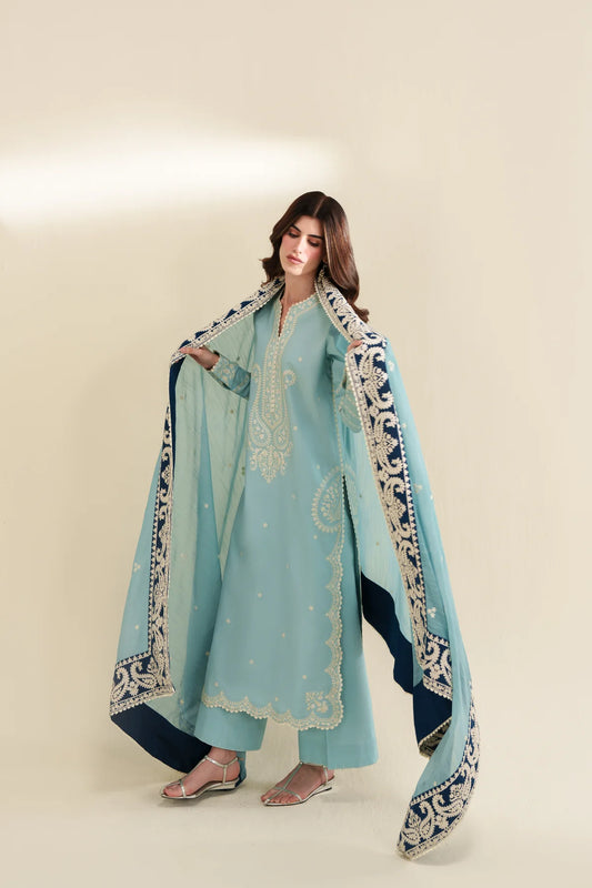 ICE BLUE LUXURY EMBROIDERED 3PCS SET (NPA3-26423) - READY TO WEAR
