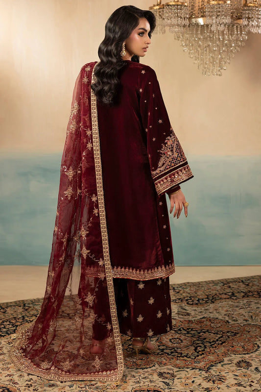 5667-SKY EMBROIDERED VELVET UNSTITCHED (PRE-ORDER)