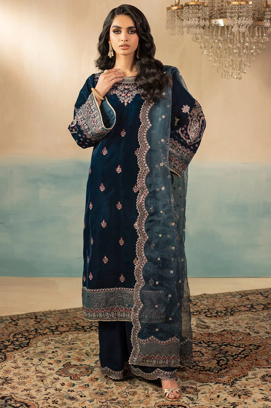5671-STORM EMBROIDERED VELVET UNSTITCHED (PRE-ORDER)