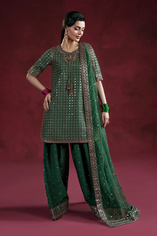 3-PC Embroidered Raw-Silk Suit CMA-6-238 (PRE-ORDER)