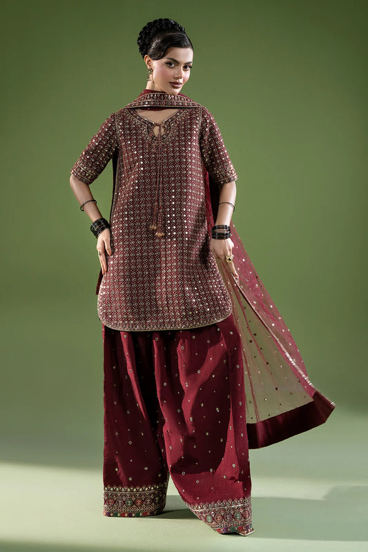 3-PC Embroidered Raw-Silk Suit CMA-6-236 (PRE-ORDER)