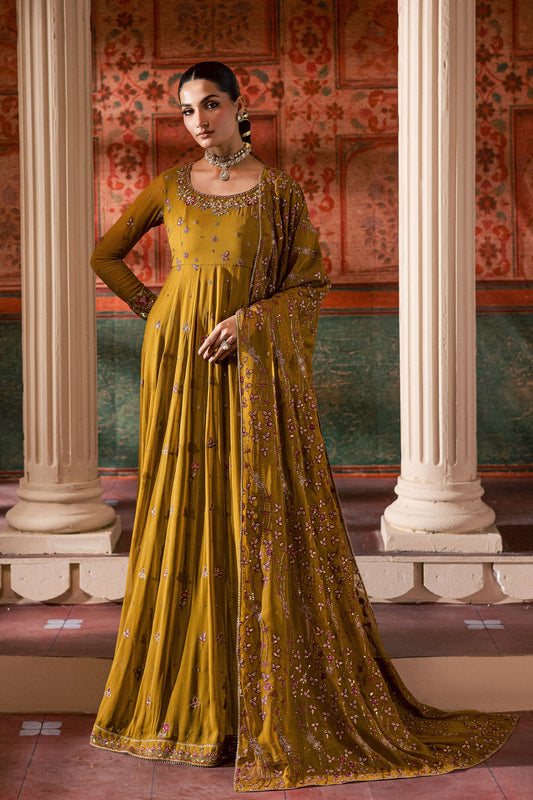 Ochre Elegance 3Pc - Chiffon Wedding Frock (Pre-Order)
