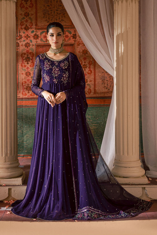 Plum Pearl 3Pc - Chiffon Wedding Frock (Pre-Order)