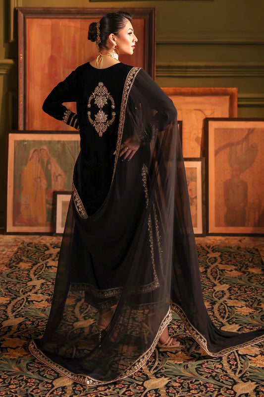 3-PC Embroidered Velvet Shirt with Embroidered Chiffon Dupatta and Trouser VVT-5-16 (PRE-ORDER)