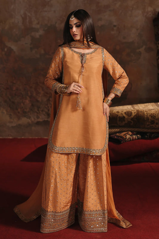 3-PC Embroidered Raw-Silk Suit CMA-5-170 (Pre-Order)